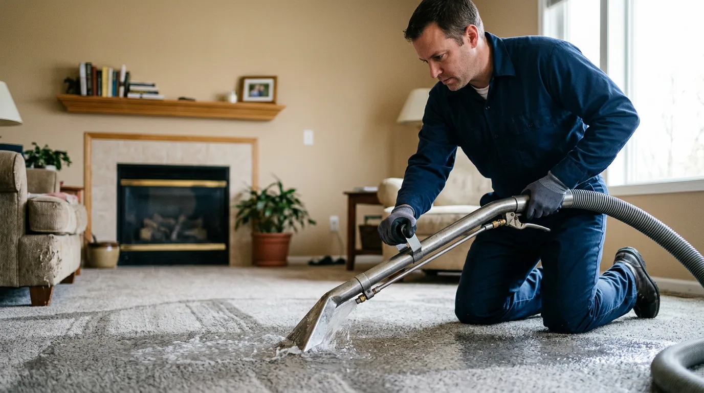 Water damage restoration technician working near Gilby, ND